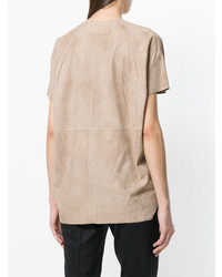 hellbeige T-Shirt mit einem V-Ausschnitt von Desa Collection