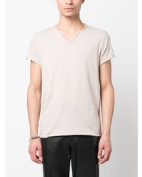 hellbeige T-Shirt mit einem V-Ausschnitt von Zadig & Voltaire