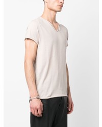 hellbeige T-Shirt mit einem V-Ausschnitt von Zadig & Voltaire