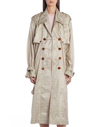 hellbeige Trenchcoat mit Vichy-Muster