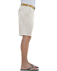 hellbeige vertikal gestreifte Shorts aus Seersucker von Marco Donati Shorts in gepflegter Seersucker-Optik