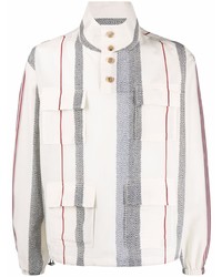 hellbeige vertikal gestreiftes Langarmhemd von Giorgio Armani