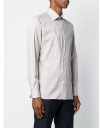 hellbeige vertikal gestreiftes Langarmhemd von Ermenegildo Zegna