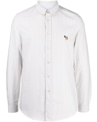 hellbeige vertikal gestreiftes Langarmhemd von PS Paul Smith