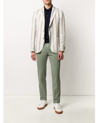 hellbeige vertikal gestreiftes Leinen Sakko von Lardini