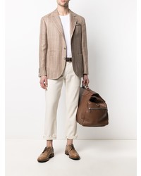 hellbeige vertikal gestreiftes Sakko von Brunello Cucinelli