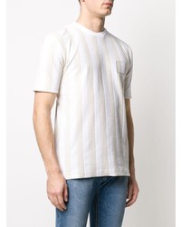 hellbeige vertikal gestreiftes T-Shirt mit einem Rundhalsausschnitt von Fendi