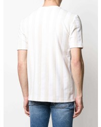 hellbeige vertikal gestreiftes T-Shirt mit einem Rundhalsausschnitt von Fendi