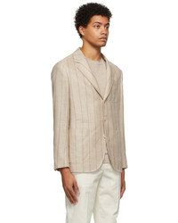 hellbeige vertikal gestreiftes Wollsakko von Brunello Cucinelli