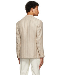 hellbeige vertikal gestreiftes Wollsakko von Brunello Cucinelli