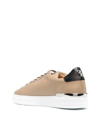 hellbeige verzierte Leder niedrige Sneakers von Billionaire