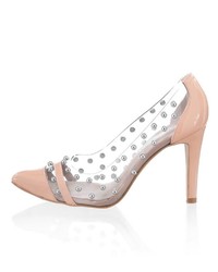 hellbeige verzierte Leder Pumps von Alba Moda