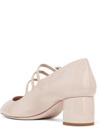 hellbeige verzierte Leder Pumps von Miu Miu