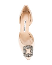 hellbeige verzierte Leder Pumps von Manolo Blahnik