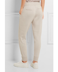 hellbeige verzierte Paillettenhose von Brunello Cucinelli