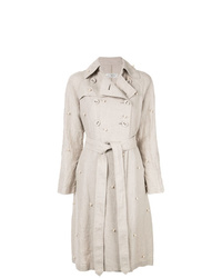 hellbeige verzierter Leinen Trenchcoat