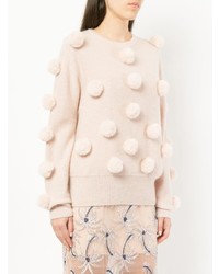 hellbeige verzierter Pullover mit einem Rundhalsausschnitt von Alice McCall