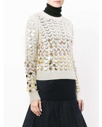 hellbeige verzierter Pullover mit einem Rundhalsausschnitt von Marc Jacobs
