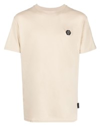 hellbeige verziertes T-Shirt mit einem Rundhalsausschnitt von Philipp Plein