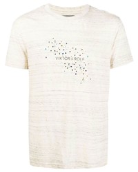 hellbeige verziertes T-Shirt mit einem Rundhalsausschnitt von Viktor & Rolf