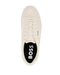 hellbeige Wildleder niedrige Sneakers von BOSS