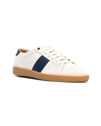 hellbeige Wildleder niedrige Sneakers von Saint Laurent