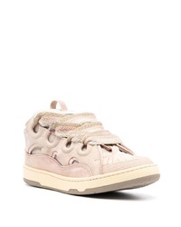 hellbeige Wildleder niedrige Sneakers von Lanvin