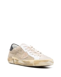 hellbeige Wildleder niedrige Sneakers von Philippe Model Paris