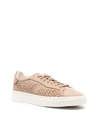 hellbeige Wildleder niedrige Sneakers von Santoni