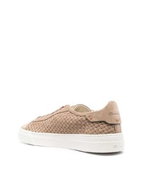 hellbeige Wildleder niedrige Sneakers von Santoni