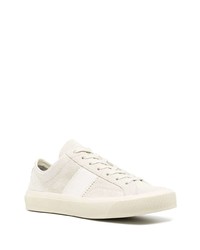 hellbeige Wildleder niedrige Sneakers von Tom Ford