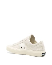 hellbeige Wildleder niedrige Sneakers von Tom Ford