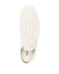 hellbeige Wildleder niedrige Sneakers von Tom Ford