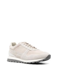 hellbeige Wildleder niedrige Sneakers von Brunello Cucinelli