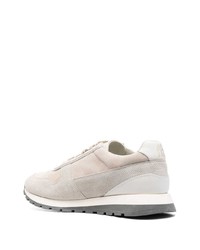 hellbeige Wildleder niedrige Sneakers von Brunello Cucinelli