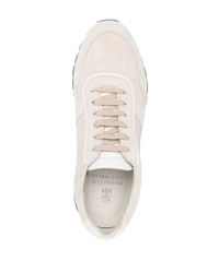 hellbeige Wildleder niedrige Sneakers von Brunello Cucinelli