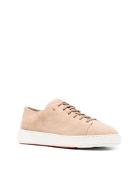 hellbeige Wildleder niedrige Sneakers von Santoni