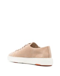 hellbeige Wildleder niedrige Sneakers von Santoni