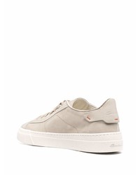 hellbeige Wildleder niedrige Sneakers von Santoni