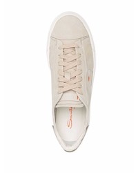 hellbeige Wildleder niedrige Sneakers von Santoni