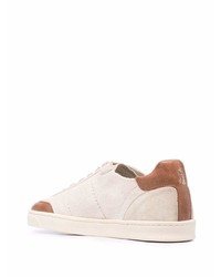 hellbeige Wildleder niedrige Sneakers von Brunello Cucinelli