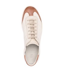 hellbeige Wildleder niedrige Sneakers von Brunello Cucinelli