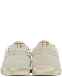 hellbeige Wildleder niedrige Sneakers von Tom Ford
