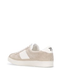 hellbeige Wildleder niedrige Sneakers von Tom Ford