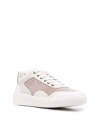 hellbeige Wildleder niedrige Sneakers von Corneliani