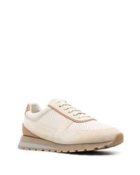 hellbeige Wildleder niedrige Sneakers von Brunello Cucinelli