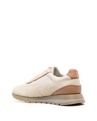 hellbeige Wildleder niedrige Sneakers von Brunello Cucinelli