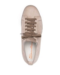 hellbeige Wildleder niedrige Sneakers von Santoni