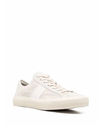 hellbeige Wildleder niedrige Sneakers von Tom Ford