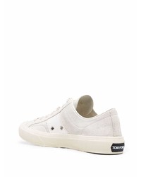 hellbeige Wildleder niedrige Sneakers von Tom Ford